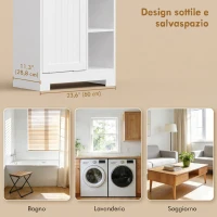 HOMCOM Armadietto da Bagno Bianco, Cesto Biancheria Inclinabile, Cassetti(m-7)