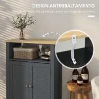 kleankin Mobiletto Bagno a 3 Ripiani in MDF e Truciolato con Ripiano Interno Regolabile, 60x30x80.5 cm(m-6)