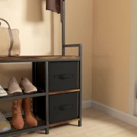 HOMCOM Industrial-Style Multi-Use Hallway Tree - Brown/Black(m-9)