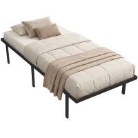 HOMCOM 3ft Single Bed Frame with Underbed Storage, Metal Platform Bed Frame with Steel Slat Support, No Box Spring Needed(m-15)