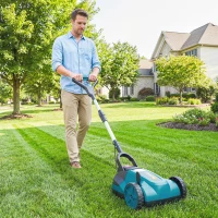 Outsunny 18V Cordless Lawnmower with 2 x 4Ah Batteries & Charger, Battery Lawn Mower with 21cm Cutting Width, 3 Cutting Heights(m-13)