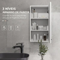 kleankin Móvel de Casa de Banho Suspenso com Prateleira Ajustável para Cozinha Lavandaria Quarto Branco Brilhante(m-4)