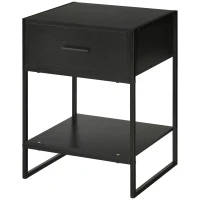 HOMCOM Mesa de Cabeceira Mesa Auxiliar com 1 Gaveta e Prateleira de Armazenamento Estilo Moderno para Quarto 45x40x60cm Preto(m-11)