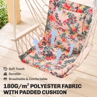 Outsunny Garden Outdoor Hanging Hammock Chair Thick Rope Frame Wooden Arms Safe Garden Outdoor Spot Stylish Multicoloured floral(m-5)