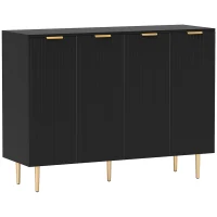 HOMCOM Sideboard Buffet Cabinet, Modern Kitchen Storage Cabinet with Adjustable Shelves and Metal Legs, Black(m-1)