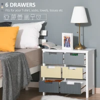 HOMCOM 6 Drawer Storage Tower, Dresser Chest with Wood Top, Organiser Unit for Closets Bedroom Nursery Room Hallway(m-5)
