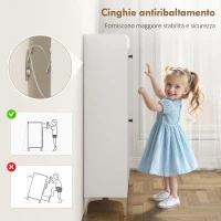 HOMCOM Mobile Scarpiera Slim con 2 Cassetti a Ribalta e Ripiani Regolabili, in Legno e Metallo, 80x24x101 cm, Bianco(m-8)