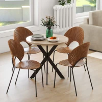 HOMCOM Esstisch 75 x 75 cm rund Küchentisch für 2-4 Personen modern Esszimmertisch mit Spinnenfuß Braun(m-8)