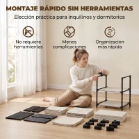 HOMCOM Cómoda para Dormitorio con 5 Cajones de Tela Marco de Acero Cajonera para Salón Oficina Vestidor Beige(m-8)
