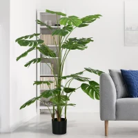 HOMCOM Pianta Artificiale Monstera Alta 180cm per Interno ed Esterno con Vaso Incluso(m-4)