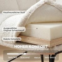 HOMCOM Moderner Loungesessel, Sherpa-Fleece Sessel mit gebogener Rückenlehne, integrierten Armlehnen, Metallbeinen, Cremeweiß(m-4)