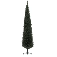 HOMCOM Albero di Natale Slim Alto 195 cm Salvaspazio con 390 Rami con Base in Acciaio per Interni, Verde(m-1)