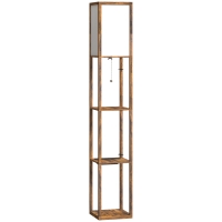 HOMCOM Floor Lamp with Shelves, 3 Layer Standing Lamp with USB Ports, 3 Colour Temperature, Rustic Brown