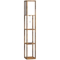 HOMCOM Floor Lamp with Shelves, 4 Layer Standing Lamp with USB Ports, 3 Colour Temperature, Rustic Brown(m-1)