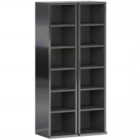 HOMCOM Set of 2 CD Media Display Shelf Unit Tower Rack with Adjustable Shelves, High Gloss Black