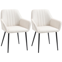 HOMCOM Conjunto de 2 Cadeiras de Sala de Jantar Estofadas em Linho com Encosto e Pés de Metal 59,5x56,5x81 cm Bege Claro