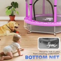AIYAPLAY 4.6ft Toddler Trampoline w/ Safety Enclosure Net, for Indoor Outdoor Use, Ages 3-6 Years, Purple(m-8)