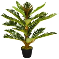 HOMCOM Pianta Artificiale di Palma con 18 Foglie e Vaso Incluso per Interni, Altezza 85 cm, Verde(m-11)