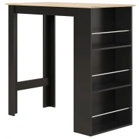 HOMCOM Mesa de Bar com 3 Prateleiras com Suporte Estilo Moderno para Cozinha Sala de Jantar 112x57x106 cm Preto e Madeira(m-10)