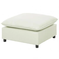 HOMCOM Fußhocker moderner Stoff-Ottomane mit Kunststoffbeinen für Wohnzimmer und Schlafzimmer, 75 cm, Cremeweiß(m-11)