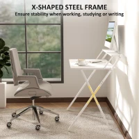 HOMCOM 81.5 cm Folding Computer Desk with Monitor Shelf - White(m-6)