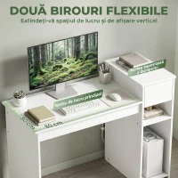 HOMCOM Birou pentru Studiu și Scris cu Sertar și Rafturi, 108 cm, Alb(m-5)