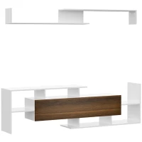 HOMCOM Móvel de TV Moderno Móvel para Televisores 153,6x25x42 cm e Prateleira de Parede 150x14,5x16,3 cm Branco e Marrom(m-1)