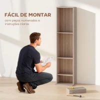 HOMCOM Estante para CDs e DVDs Suportes para CD Estreitos com 9 Compartimentos Prateleiras Ajustáveis 33x24x140 cm Madeira(m-7)