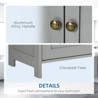 kleankin Pedestal Under Sink Cabinet with Double Doors, Modern Bathroom Vanity Storage Unit with Shelves, Light Grey(m-6)