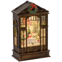 HOMCOM Christmas Snow Globe Lantern with Lights, Musical Snow Globe with Swirling Glitter, Battery Operated Musical Christmas Decoration for Holiday Party Gift, Bronze Tone(m-1)