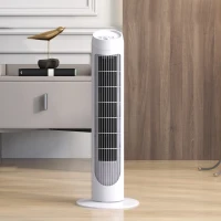 HOMCOM Ventoinha de Coluna 45W Ventoinha de Coluna Silenciosa com 3 Velocidades e Oscilação 70° para Sala Quarto Ø27x75 cm Branco(m-17)