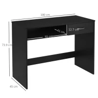 HOMCOM Compact Computer Desk, Study Table with Drawer and Storage Compartment, Writing Workstation, Black(m-3)
