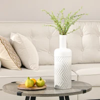 HOMCOM Vaso para Flores de Metal Vaso Decorativo para Flores Moderno com Textura 3D  Ø15x45,5 cm Cinza(m-10)