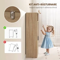 HOMCOM Mobilă de baie compactă Slim cu 2 sertare, rafturi și dulap, 50x25x100 cm, lemn natural(m-6)