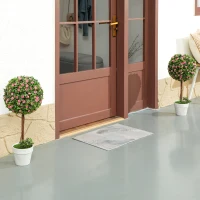 HOMCOM Set of 2 Decorative Artificial Plants, Ball Topiary Tree with Rose Flower in Pot, Fake Plants for Home Indoor Outdoor Decor, 60cm, Pink(m-2)