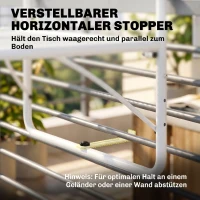 Outsunny Balkonhängetisch 3-fach höhenverstellbarer Hängetisch aus Metall wetterfest Balkontisch Beistelltisch für Balkongeländer Terrassengeländer Tisch zum Einhängen 60 x 56 cm, Weiß(m-6)