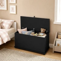 HOMCOM Baúl de Almacenaje 102L con Bisagra de Seguridad Estilo Moderno para Pasillo Dormitorio Salón 80x40x45 cm Negro(m-9)