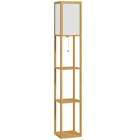 HOMCOM Candeeiro de Pé de Madeira com 3 Prateleiras para Lâmpada E27 Potência Máx. 40W 26x26x160 cm Madeira e Branco(m-1)