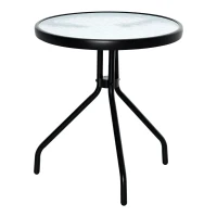 Outsunny Beistelltisch Garten wetterfester Gartentisch mit Glastischplatte, Balkontisch aus Metall Ø50x55H cm(m-12)