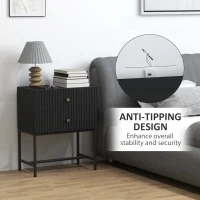 HOMCOM Elegant Two-Drawer Bedside Table - Black(m-7)