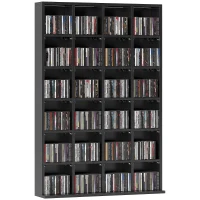 HOMCOM Meuble de rangement multimédia 456 CD/ 336 DVD - bibliothèque en bois avec étagères réglables, 89 x 130,5 cm, noir(m-11)