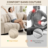 HOMCOM Canapé d'angle réversible, canapé 3 places avec méridienne, 2 oreillers, cadre en acier, 242x156x87cm, beige(m-5)