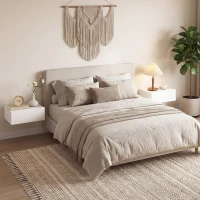 HOMCOM Conjunto de 2 Mesas de Cabeceira de Parede Mesas de Cabeceira Flutuantes com 1 Gaveta para Quarto 40x30x15 cm Branco(m-8)