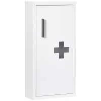 kleankin Dulap Medicamente cu 3 Rafturi și Ușă Magnetică, din Oțel, 30x12x60 cm, Alb(m-1)