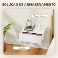 HOMCOM Conjunto de 2 Mesas de Cabeceira de Parede Mesas de Cabeceira Flutuantes com 1 Gaveta para Quarto 40x30x15 cm Branco(m-5)