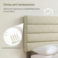HOMCOM Cabeceira de Cama 140 cm Altura Ajustável em 3 Níveis 106/116/126 cm Estofada em Linho Bege(m-7)