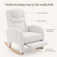 Teddy Schommelstoel met Voetensteun Comfortabele Voedings en Relaxfauteuil met Hoge Rugleuning Wit(m-9)