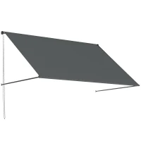 Outsunny Store banne manuel auvent rétractable Inclinaison réglable 195 x 120 cm protection UV aluminium polyester gris foncé(m-1)