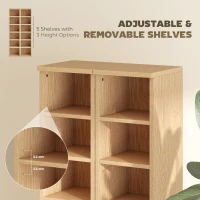 HOMCOM Set of 2 CD Media Display Shelf Unit Tower Rack with Adjustable Shelves, Natural(m-6)
