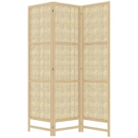 HOMCOM 3-teiliger Raumteiler, 180 cm faltbarer Wandschirm, Freistehender Raumtrenner mit handgewebtem Design für Zuhause, Natur(m-11)